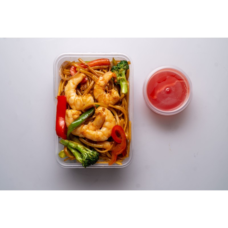 28 - Tallarines fritos con langostinos